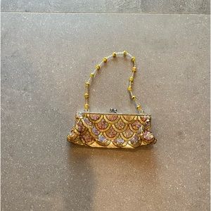Dressy small bag yellow and festive with colorful sequins